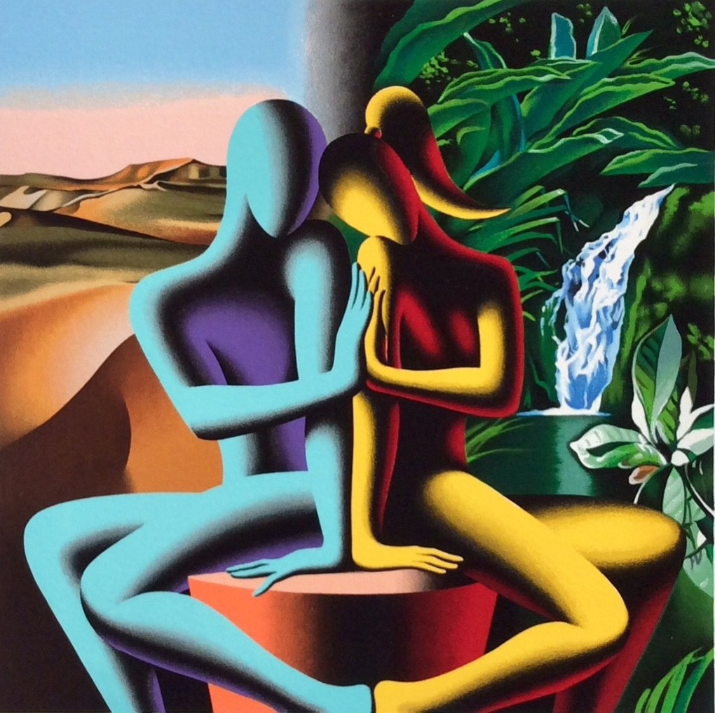 Quadri di Mark Kostabi - Long distance cm. 35 x 35 - Il quadriforma